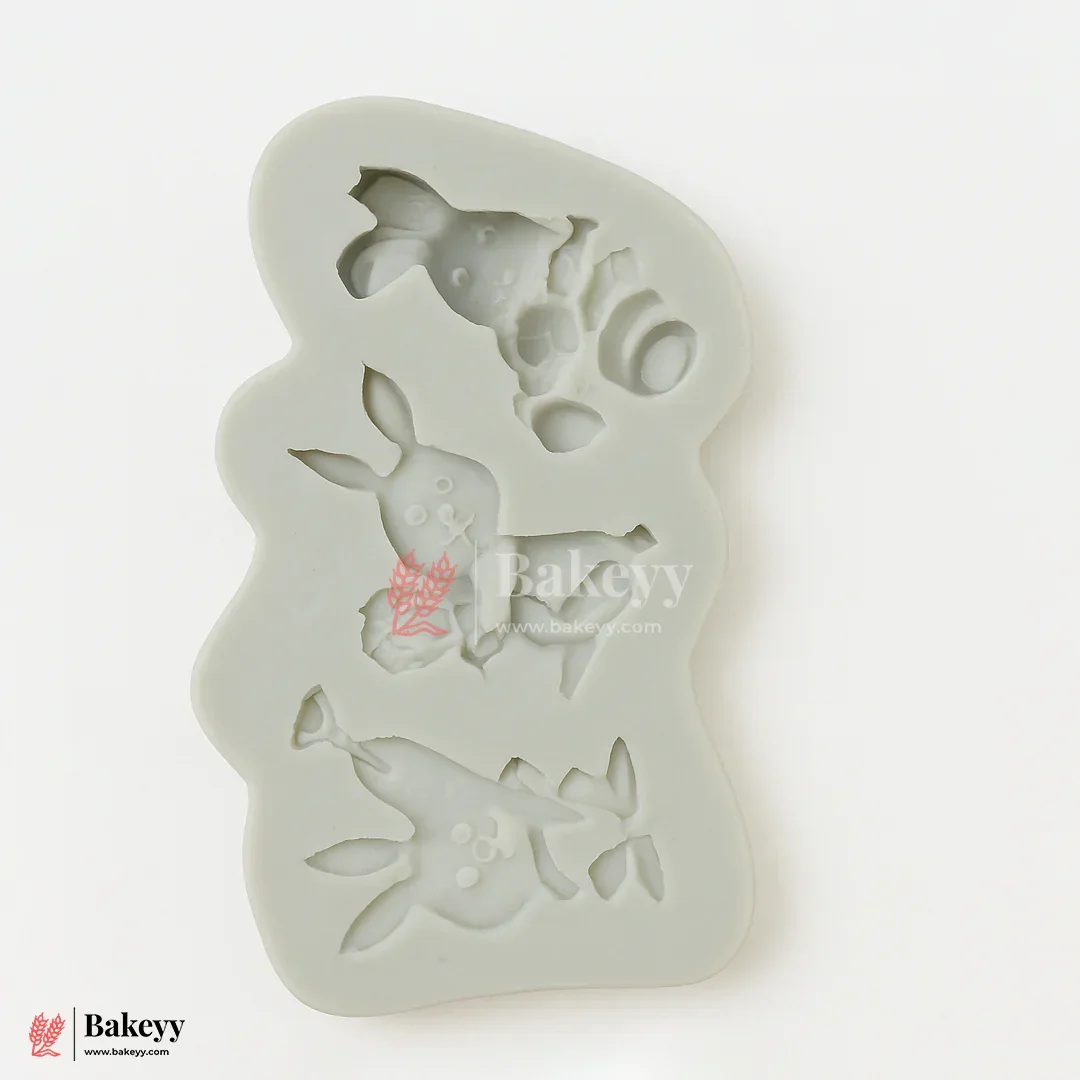 512 Rabbit Silicone Mould – 3 Cavity | For Fondant, Resin, Clay & DIY Crafts | 1 Piece