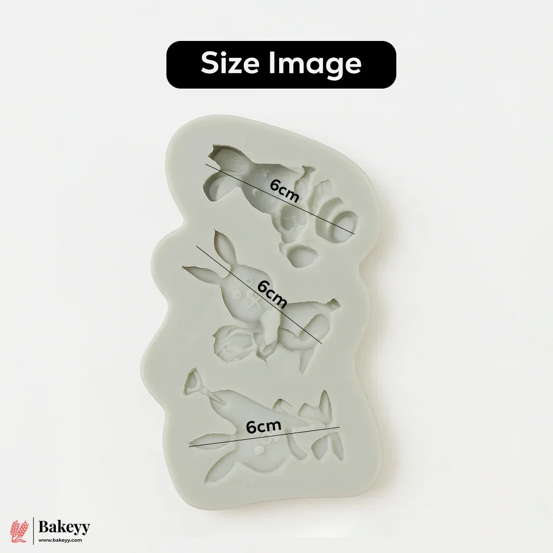 512 Rabbit Silicone Mould – 3 Cavity | For Fondant, Resin, Clay & DIY Crafts | 1 Piece - Image 2