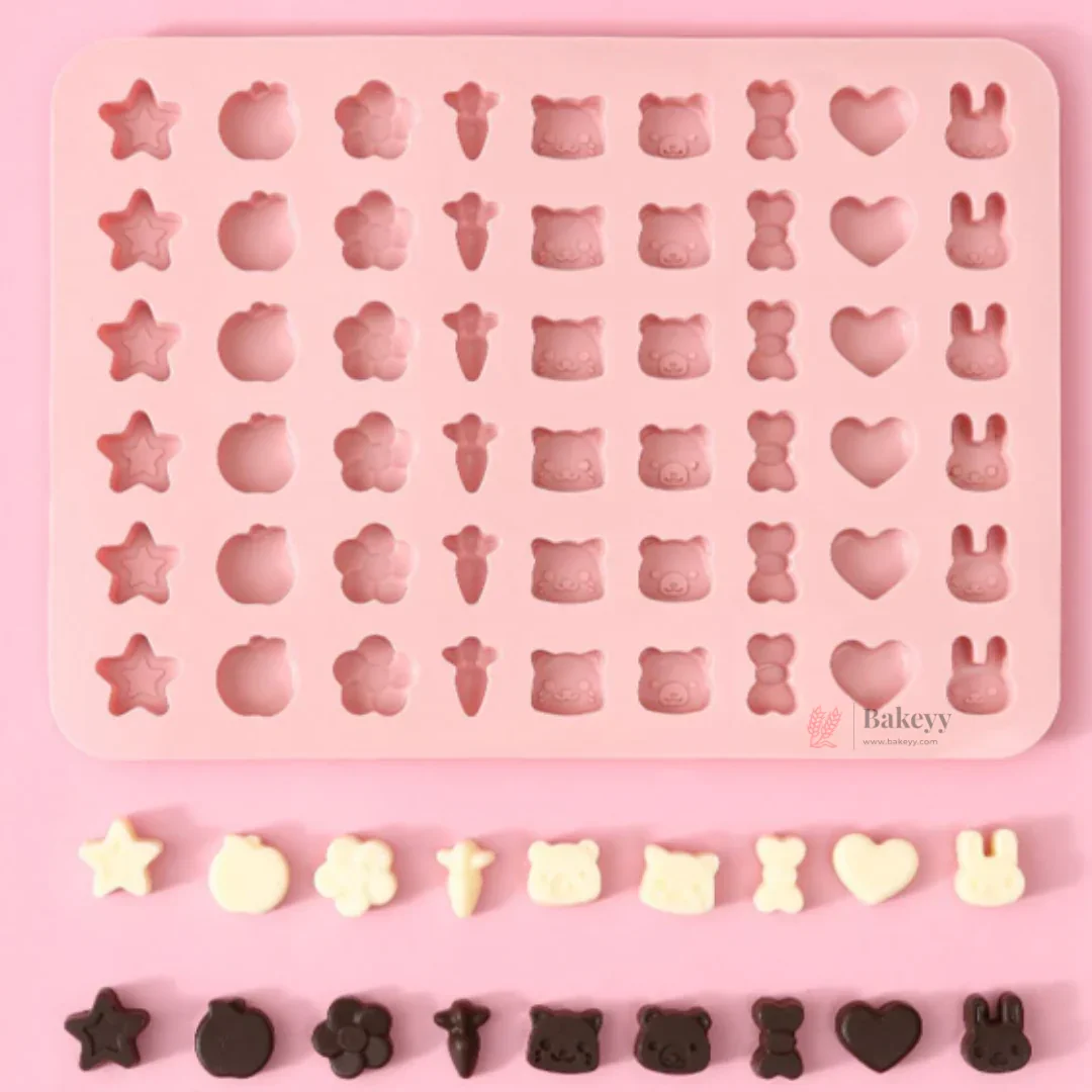 54 Cavity Silicone Chocolate Mould Rabbit Heart Bow Flower Star Mix Shape Silicon Jelly Candy Mould