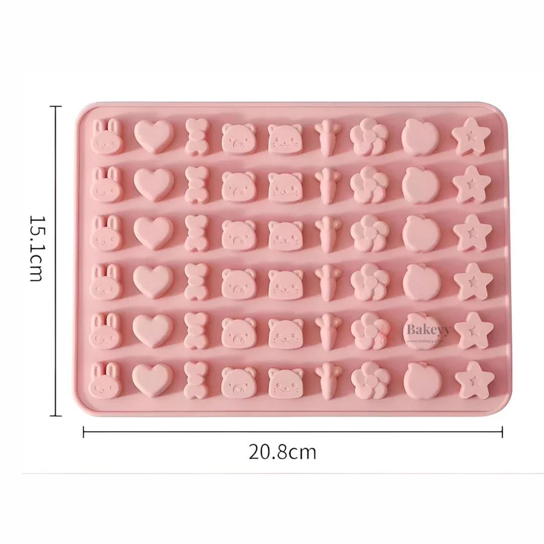 54 Cavity Silicone Chocolate Mould Rabbit Heart Bow Flower Star Mix Shape Silicon Jelly Candy Mould - Image 2