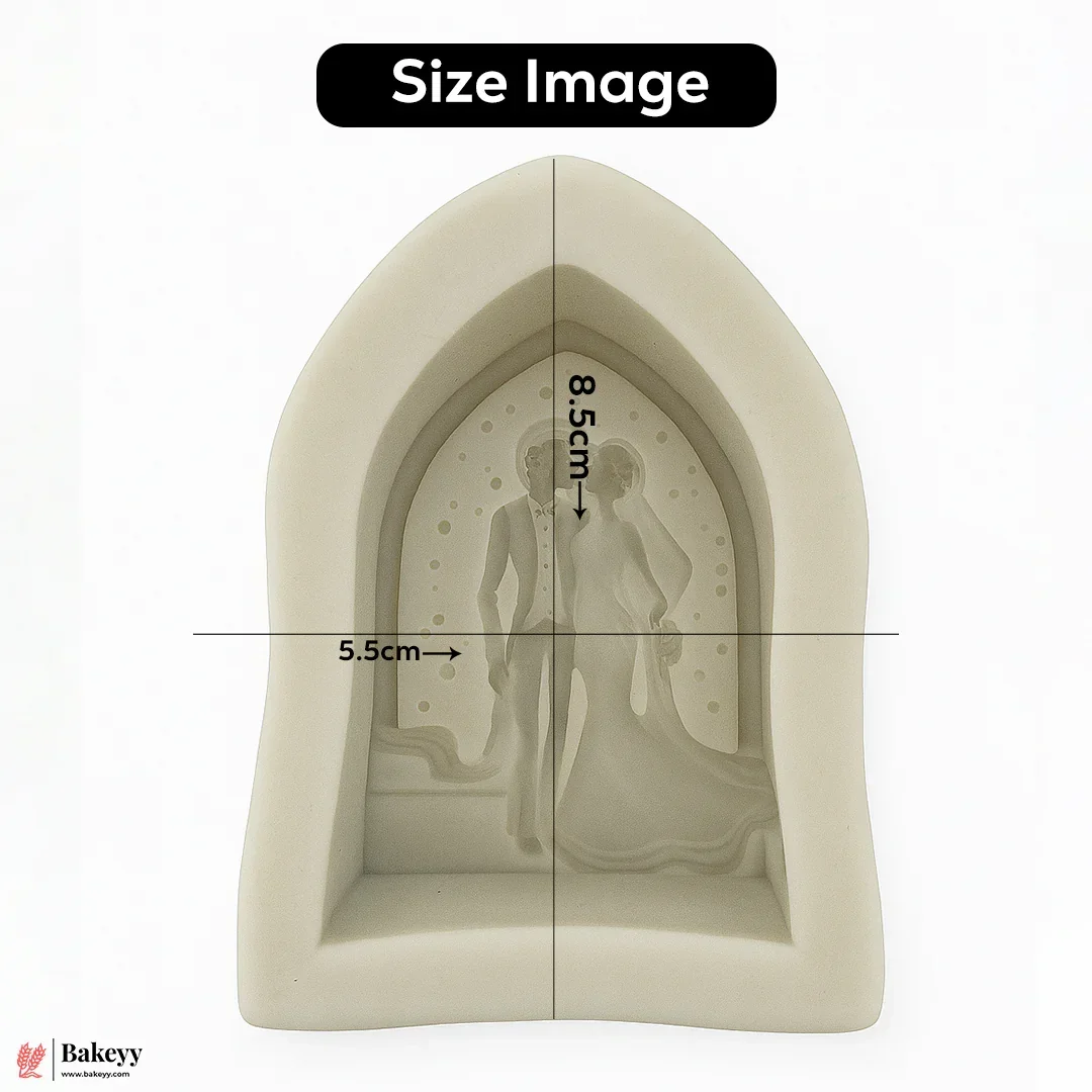 587 Elegant Bride & Groom Arch Shape Fondant Mould - 1 Piece - Image 2