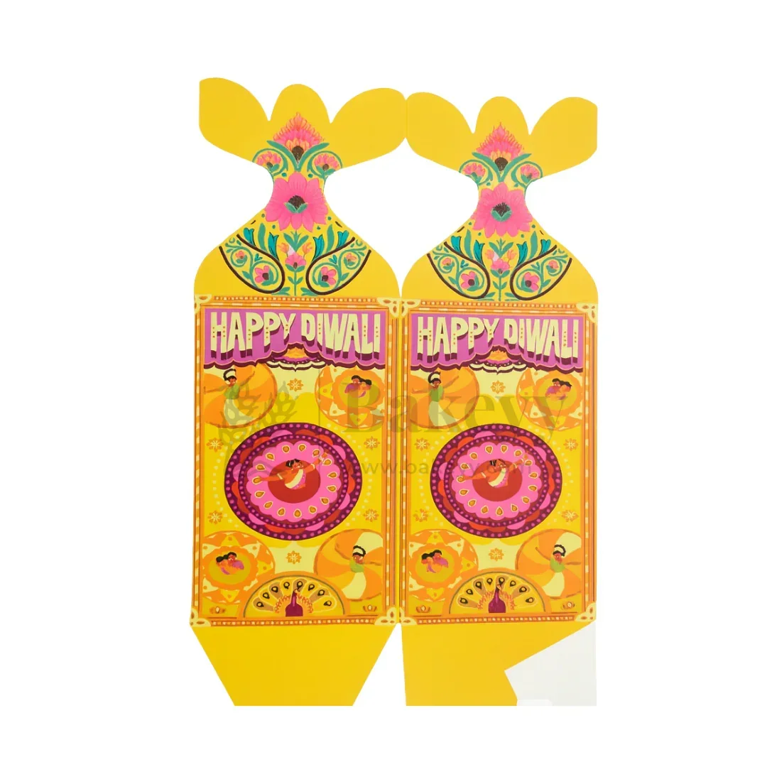 6.5x6.5x10 cm | Diwali Chocolate Gift Box – Festive Yellow Design | Yellow | Pack of 10 - Image 6