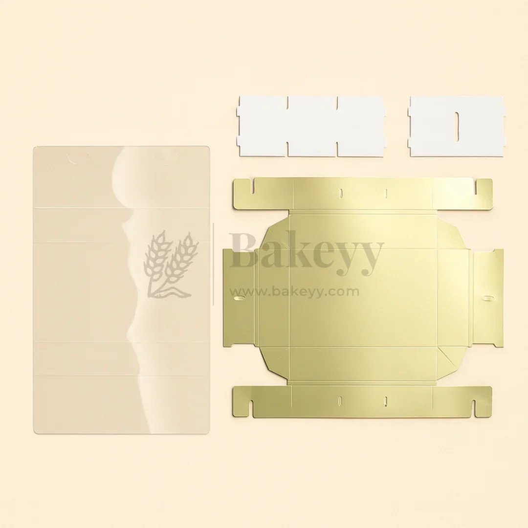 6 Cavity Brownie Box with Transparent Slider Lid | Metallic Gold | Pack of 10 - Image 6