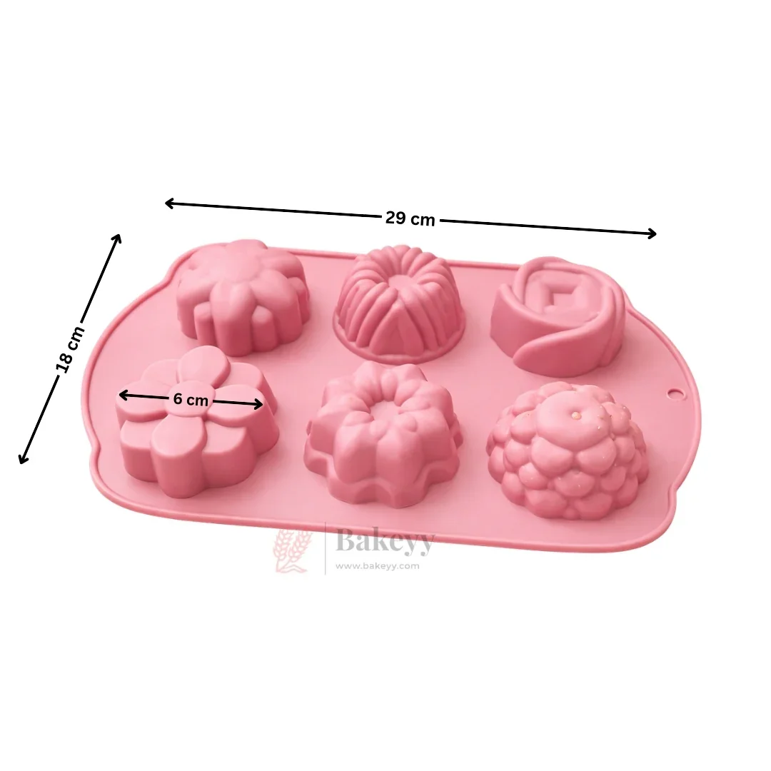 6 Cavity | Floral Dessert Silicone Chocolate Mould | Pack of 1 - Image 2