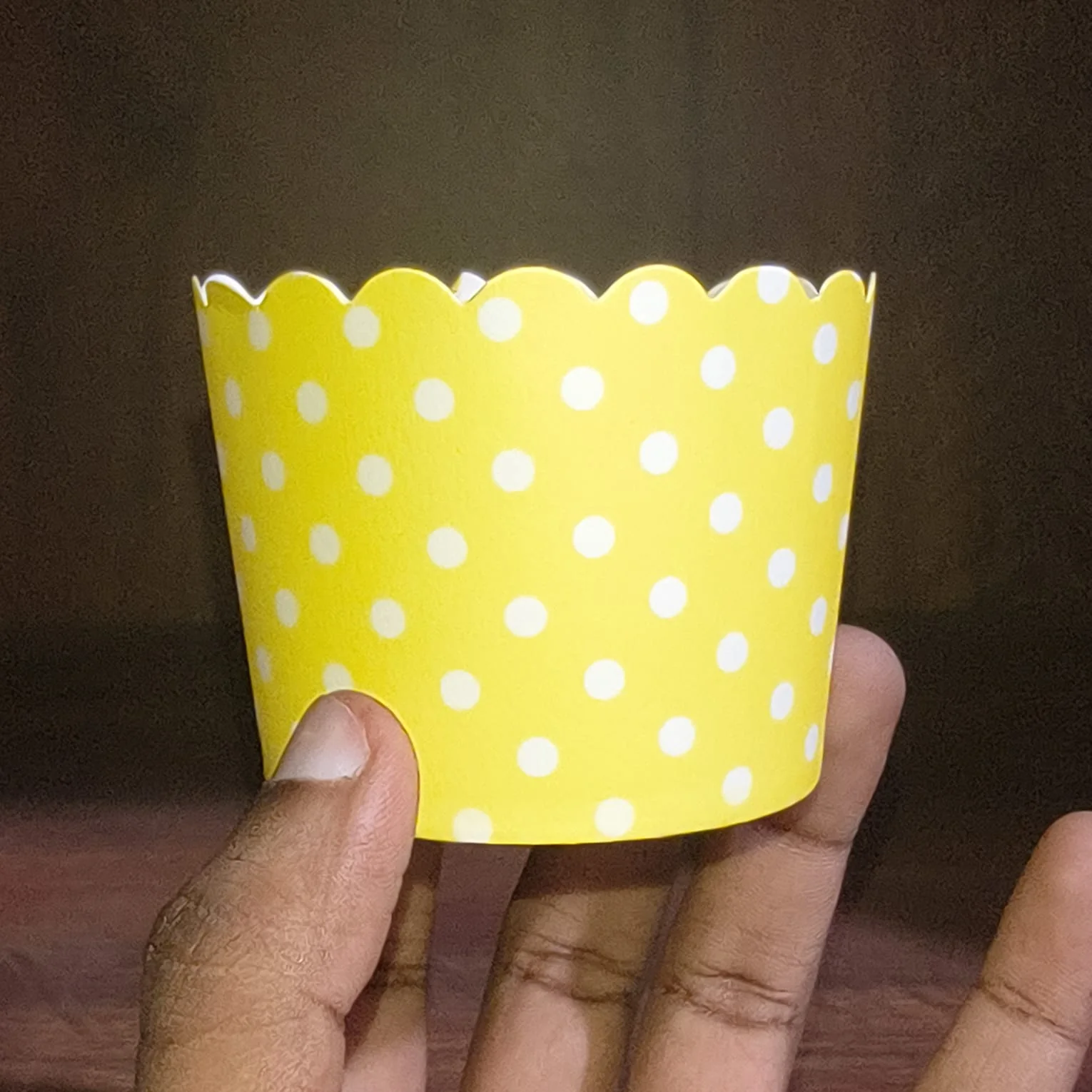 6 Cm | Pink & Yellow Polka Paper Muffin Cups | Scallop Edge Baking Liners | Pack of 50 - Image 3