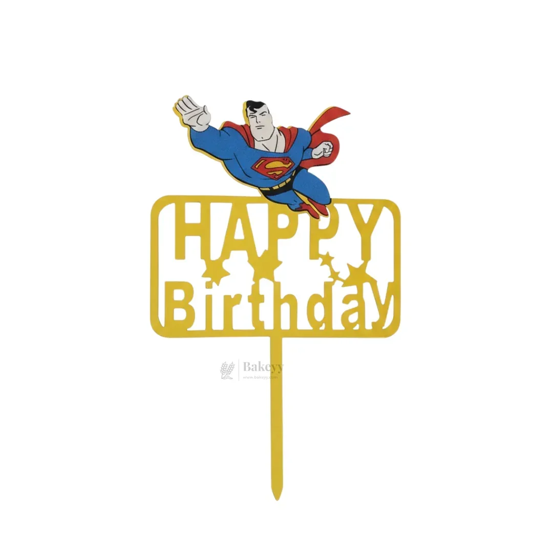 6 inch | Golden Cartoon Happy Birthday Cake Topper for Kids Birthday Party | Cartoon & Superhero Theme Cake Decoration | Pack of 5 - Image 11