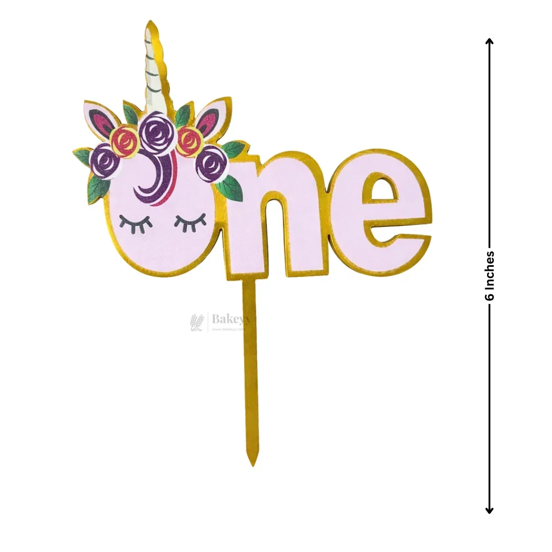 6 inch | Unicorn & Happy Birthday Cake Topper for Kids | Cute Cartoon Birthday Cake Decoration | pack of 5 - Image 3