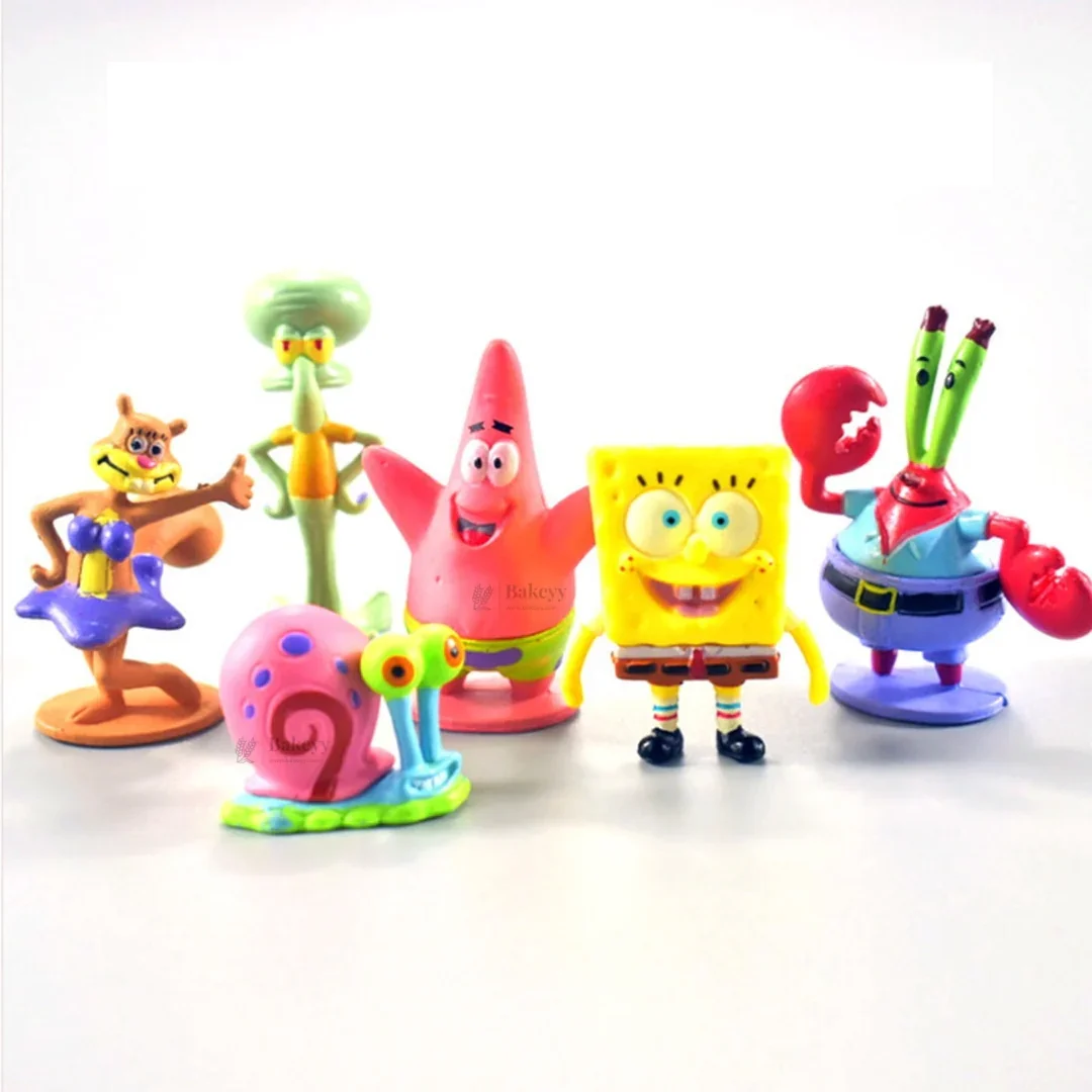 6 Pc Spongebob Character Theme Cake Topper Set | Cartoon Topper | Party Decoration | Pack of 1 - Image 3