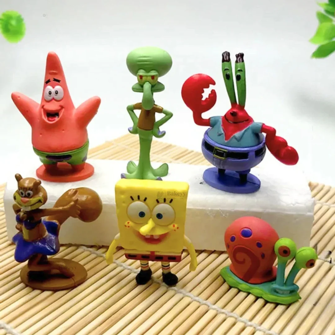 6 Pc Spongebob Character Theme Cake Topper Set | Cartoon Topper | Party Decoration | Pack of 1 - Image 4