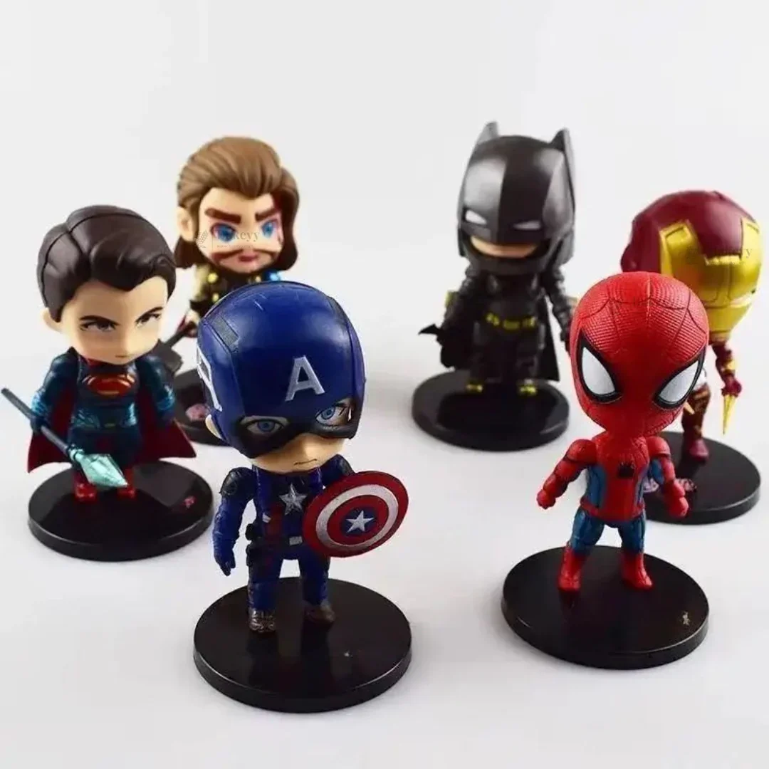 6 Pc Superhero Theme Doll Cake Topper Set | Avengers Style Figures | Party Decoration | Pack of 1 - Image 4