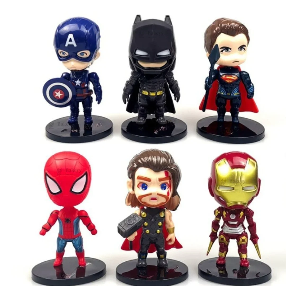 6 Pc Superhero Theme Doll Cake Topper Set | Avengers Style Figures | Party Decoration | Pack of 1 - Image 5