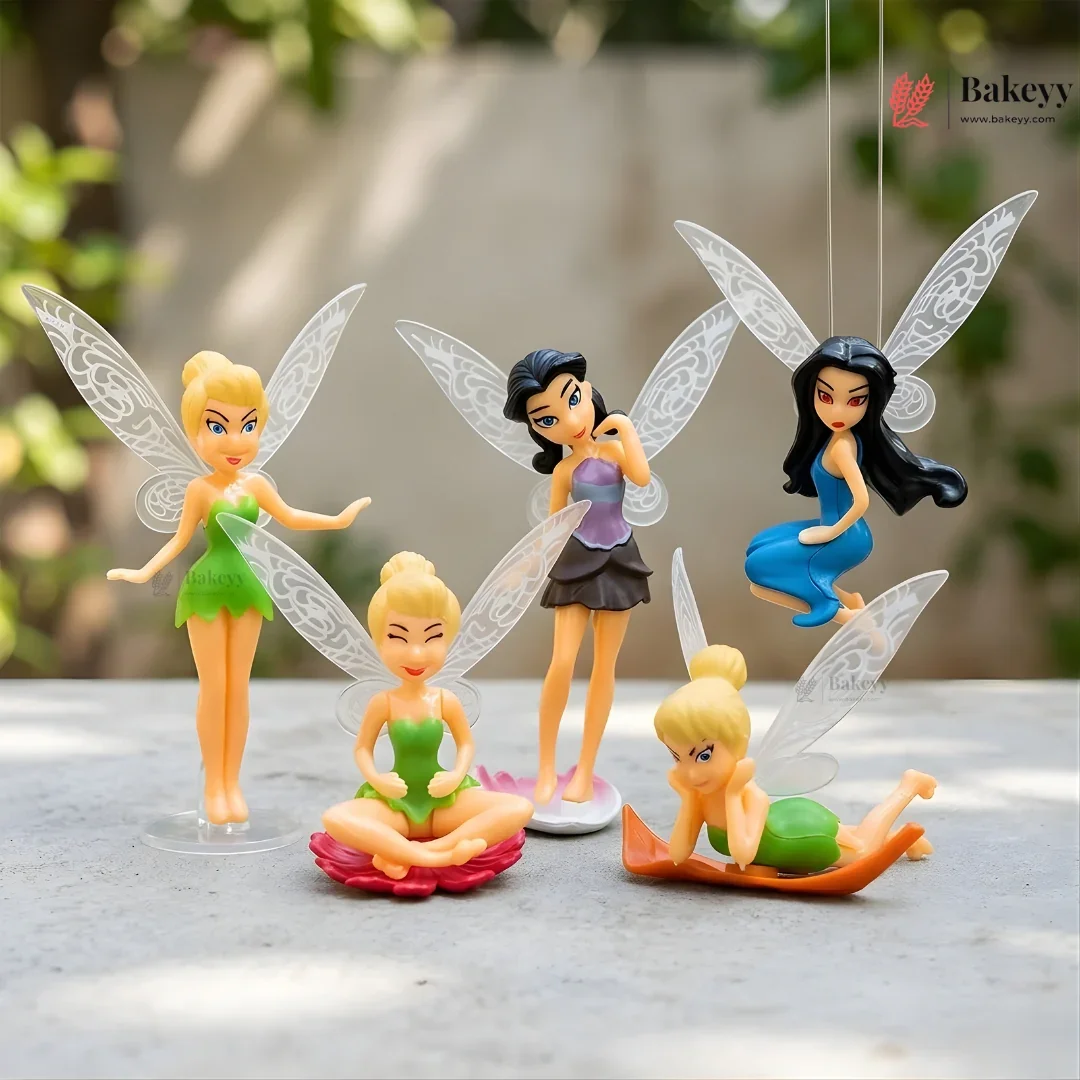 6 Pc Tinker Bell Theme Cake Topper Set | Fairy Topper | Party Decoration | Pack of 1 - Image 4