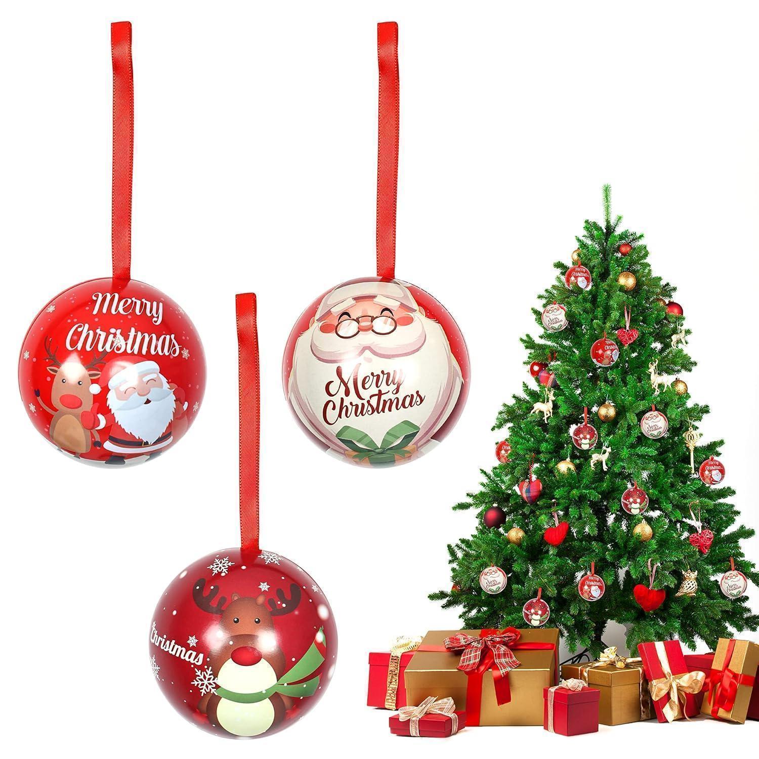 Christmas Ball Tin Box | Perfect for Candy & Tree Decorations | Random Prints Per Pack | Pack of 6 - Image 10