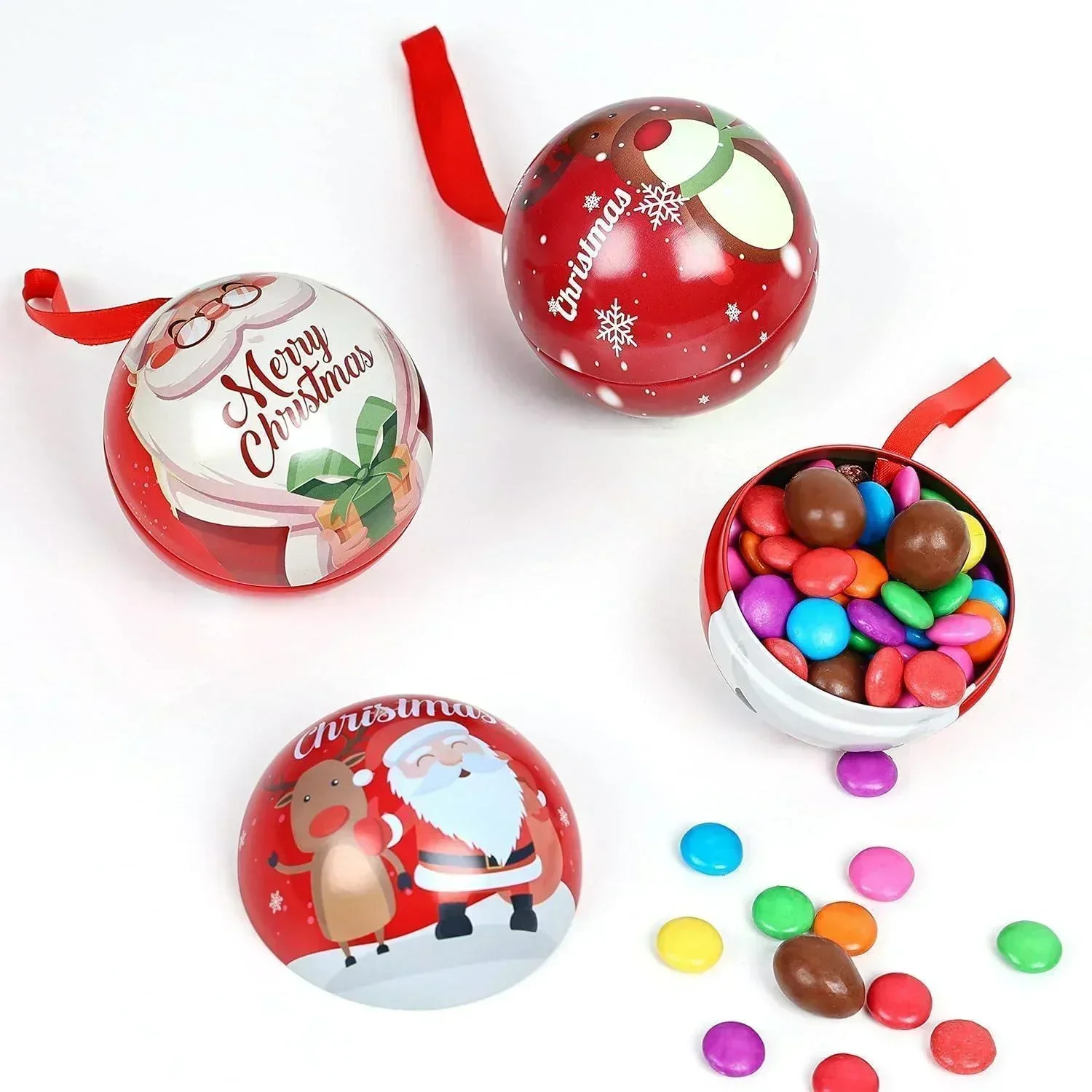 Christmas Ball Tin Box | Perfect for Candy & Tree Decorations | Random Prints Per Pack | Pack of 6 - Image 6