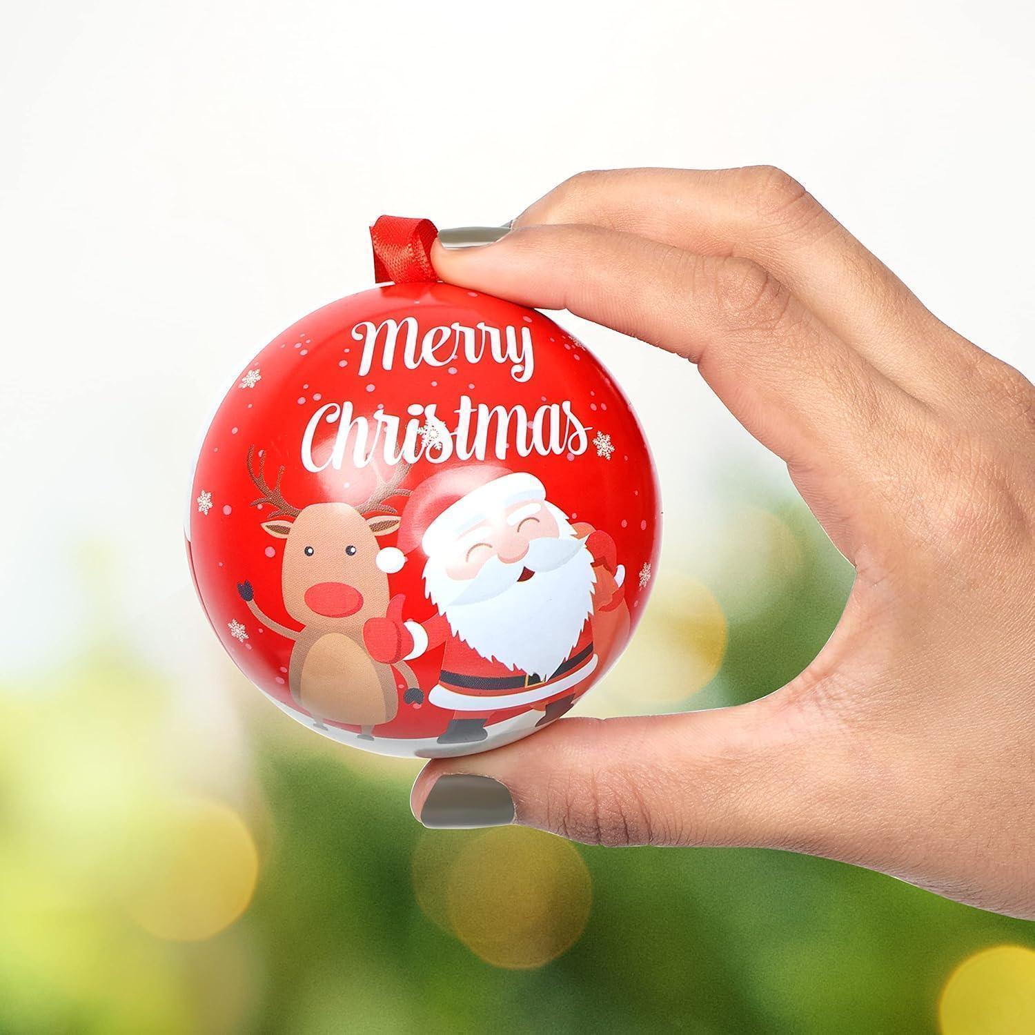 Christmas Ball Tin Box | Perfect for Candy & Tree Decorations | Random Prints Per Pack | Pack of 6 - Image 7