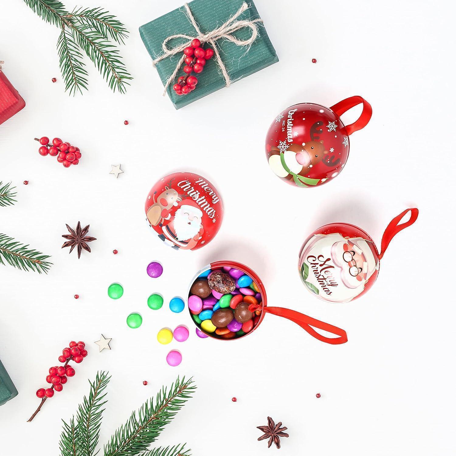 Christmas Ball Tin Box | Perfect for Candy & Tree Decorations | Random Prints Per Pack | Pack of 6 - Image 8