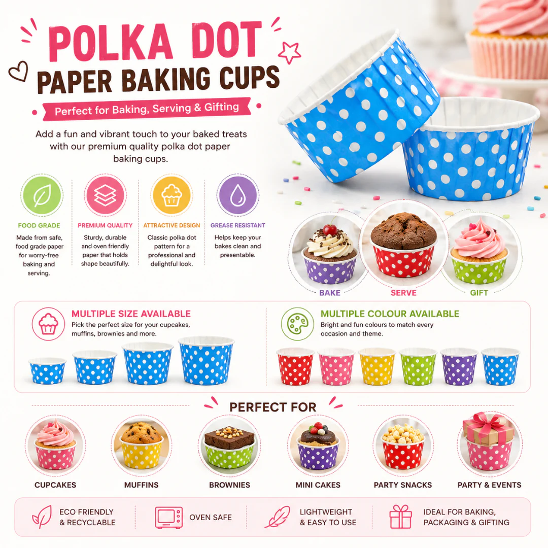 Polka Dot Muffin Cup | Curl Edge | Cupcake Liner | Pack of 100 - Image 7