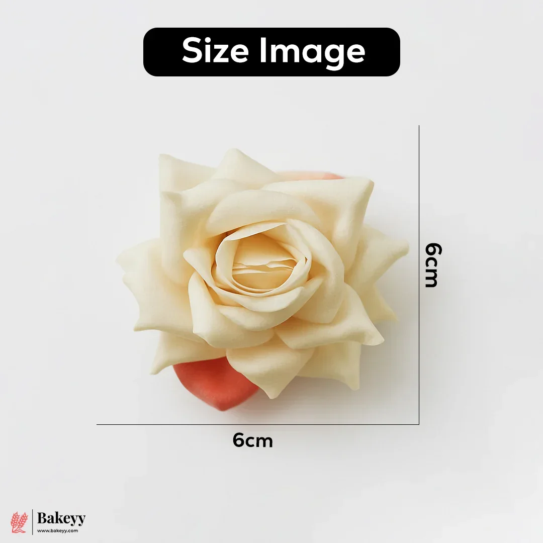 6cm Artificial Roses Flower | Cream | With Out Stump | Pack of 10 - Image 2