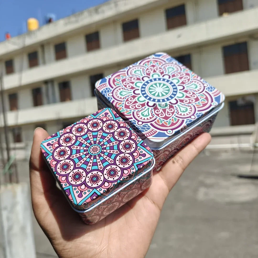 Square Mandala Print Tin Box | Mandala Print | Tin Box - Image 2