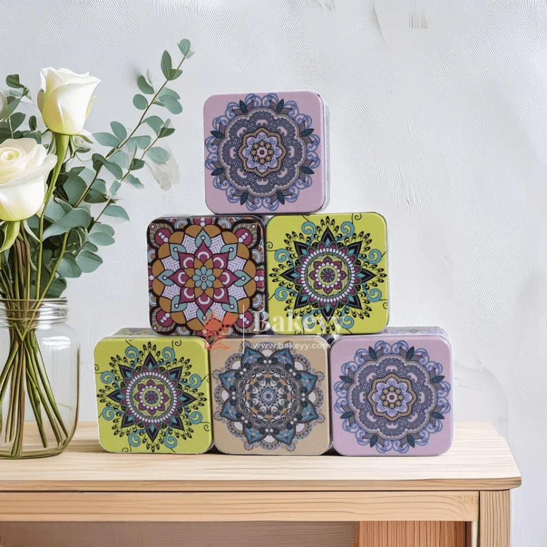 Square Mandala Print Tin Box | Mandala Print | Tin Box - Image 5