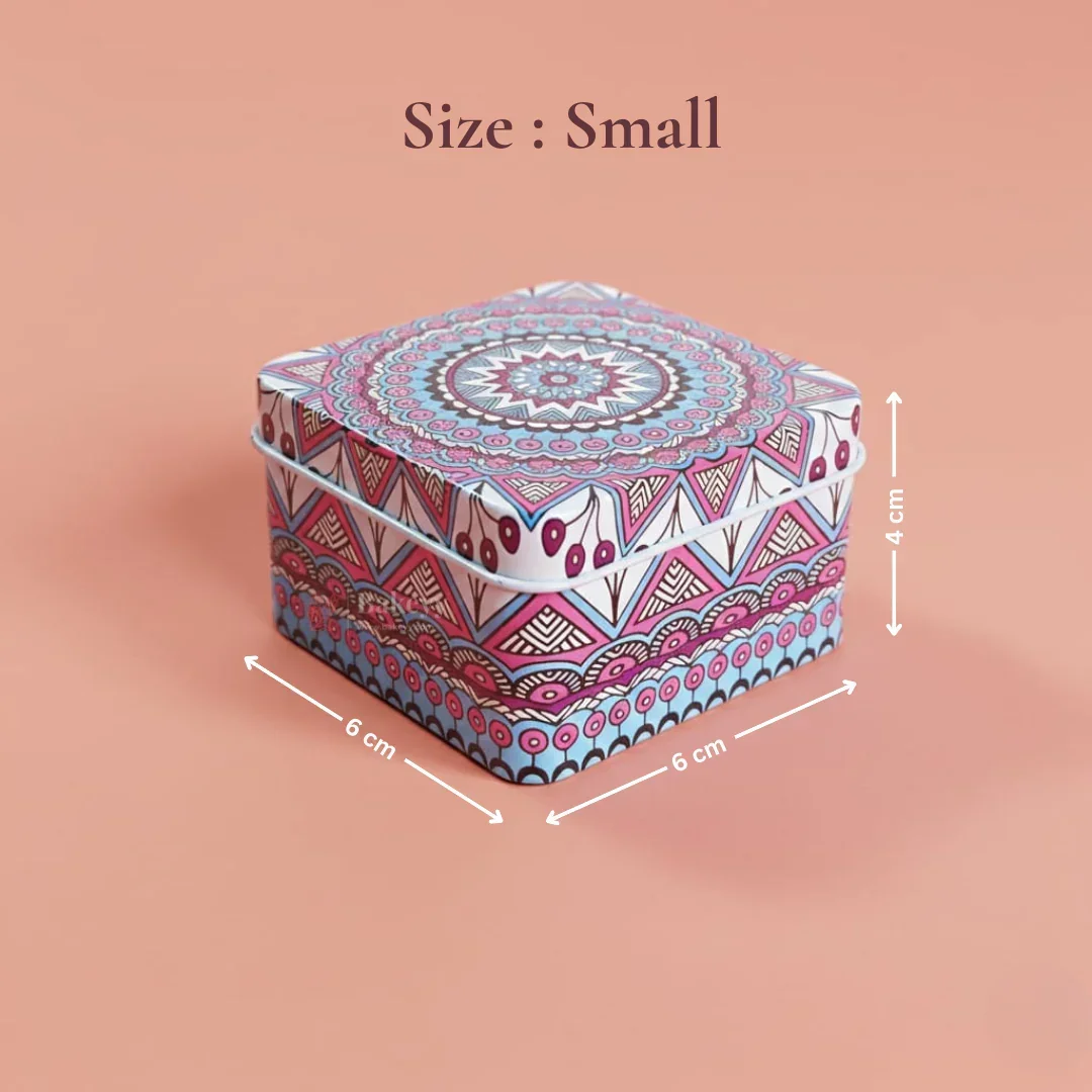 Square Mandala Print Tin Box | Mandala Print | Tin Box - Image 6