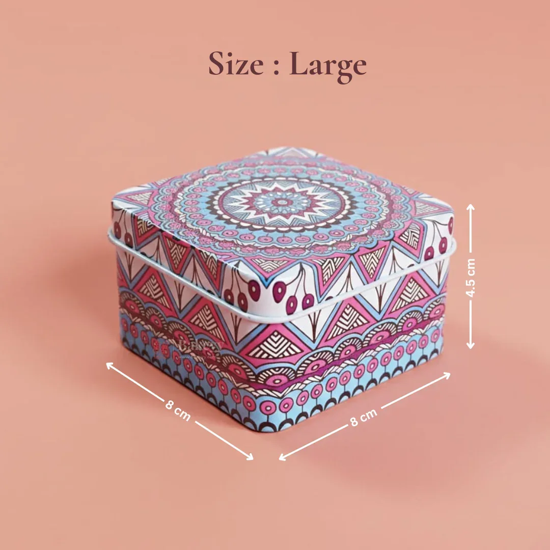 Square Mandala Print Tin Box | Mandala Print | Tin Box - Image 7