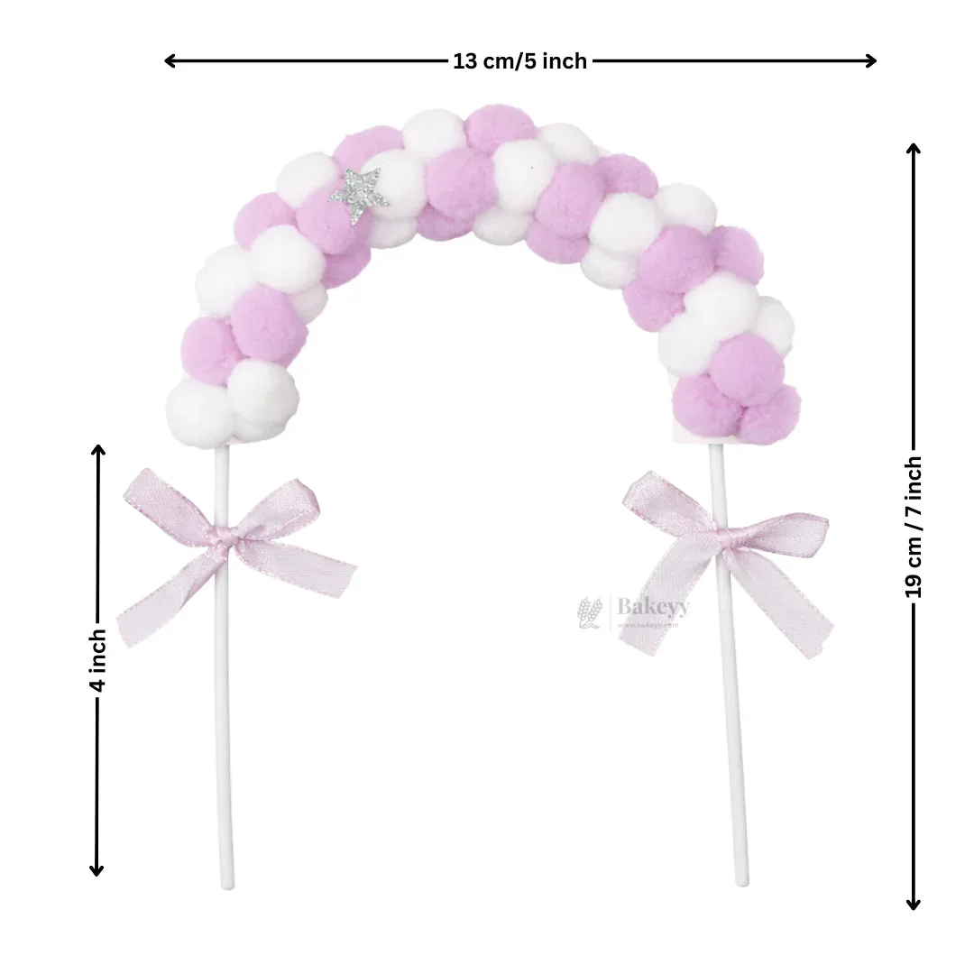 7 inch | Pom Pom Cake Topper Arch for Birthday & Baby Shower | Pastel Cake Decoration | Pack of 1 - Image 3
