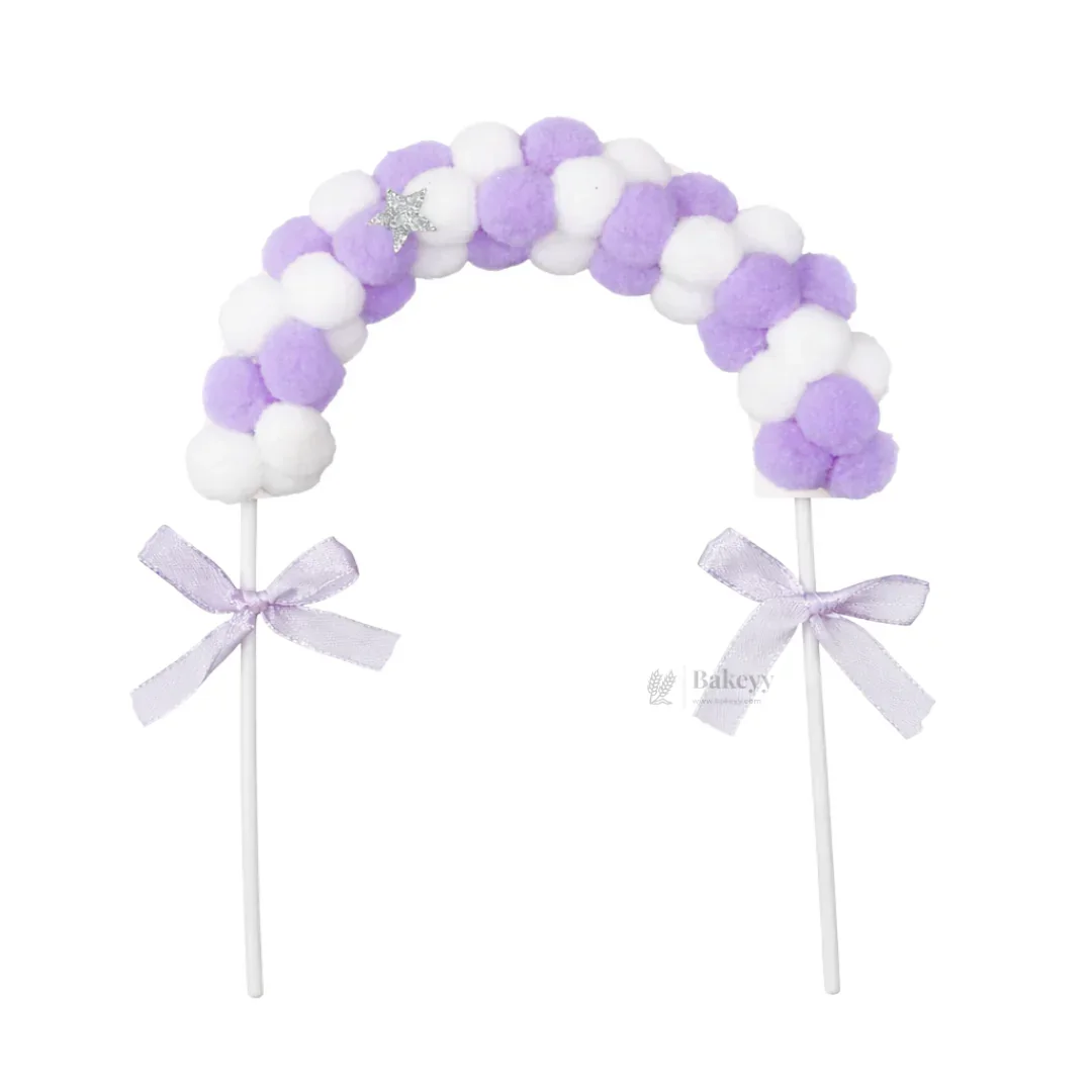 7 inch | Pom Pom Cake Topper Arch for Birthday & Baby Shower | Pastel Cake Decoration | Pack of 1 - Image 5