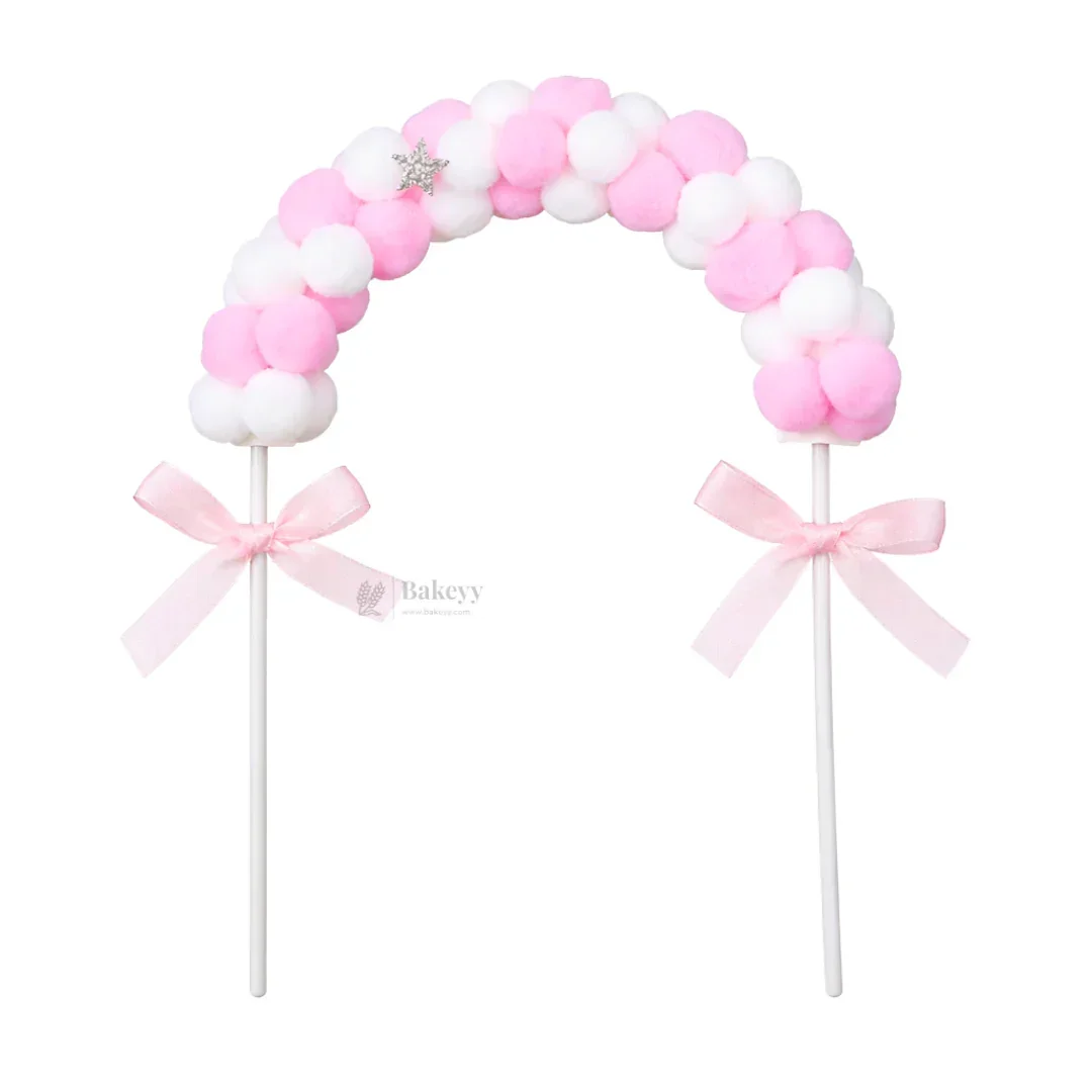 7 inch | Pom Pom Cake Topper Arch for Birthday & Baby Shower | Pastel Cake Decoration | Pack of 1 - Image 6