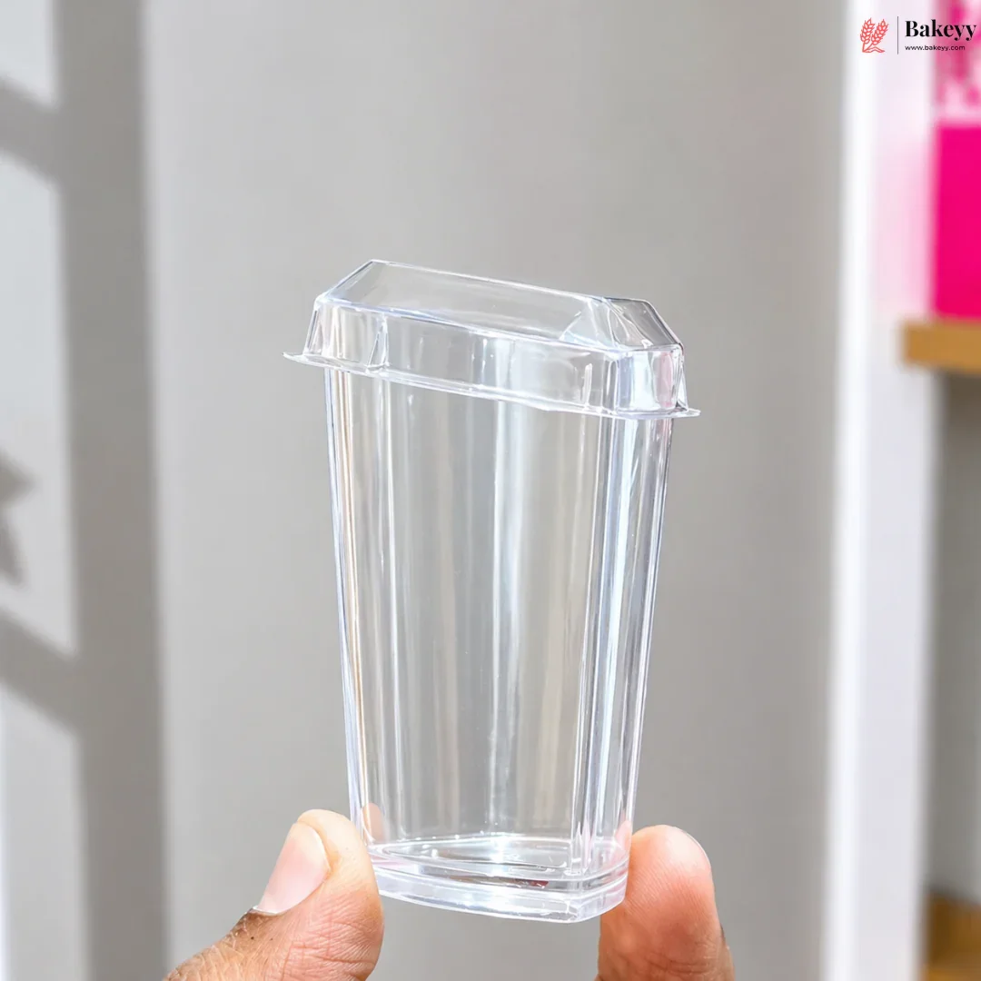 70 ml | PS-6 | Acrylic Triangle Dessert Cup with Lid - Image 3