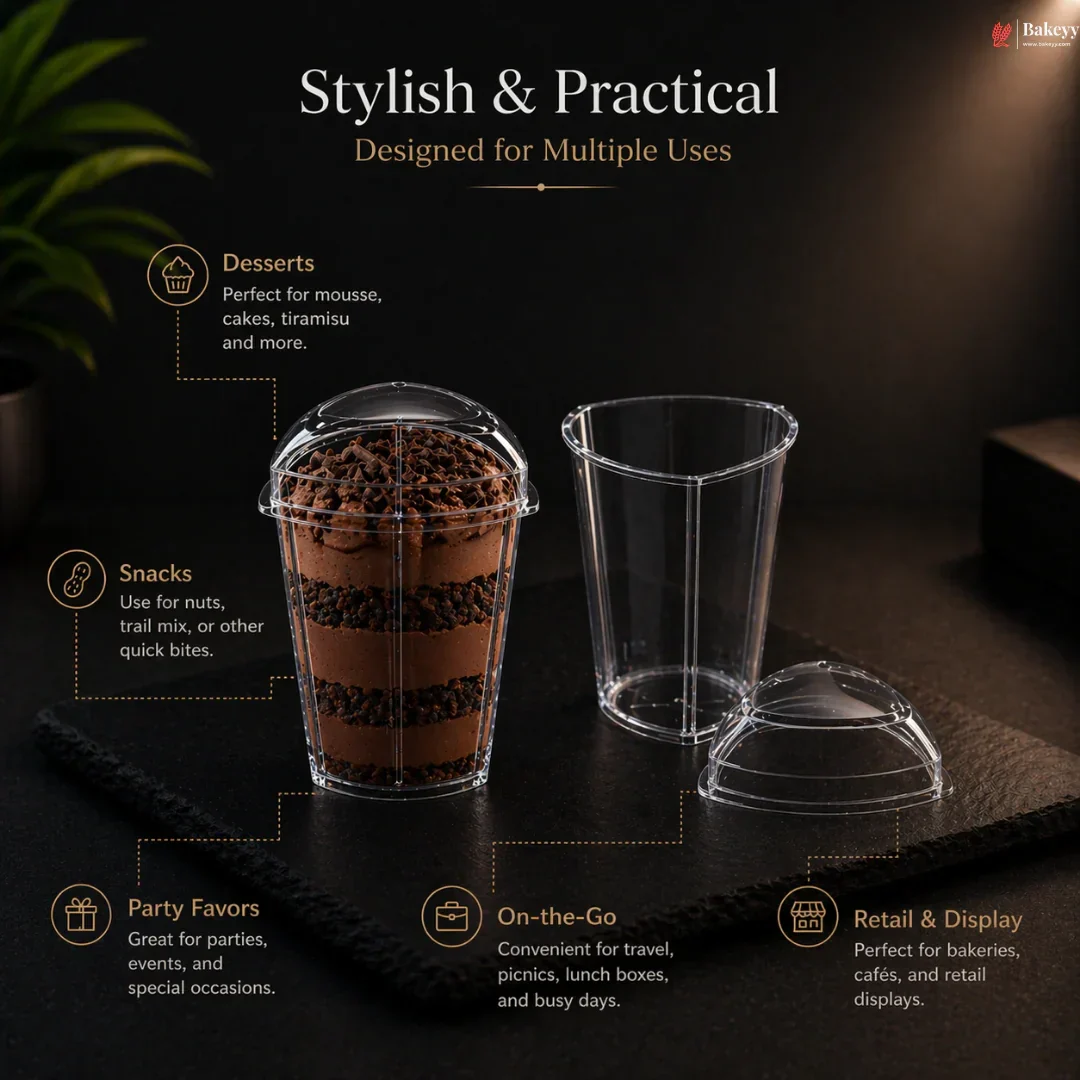70 ml | PS-6 | Acrylic Triangle Dessert Cup with Lid - Image 5