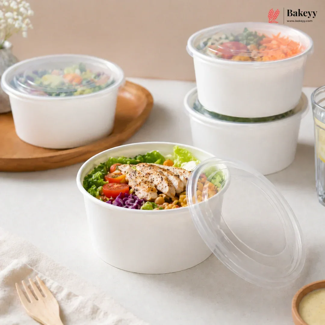 750ml White Takeaway Container with Lid | White Paper Container Bowl | Pack of 50 - Image 3