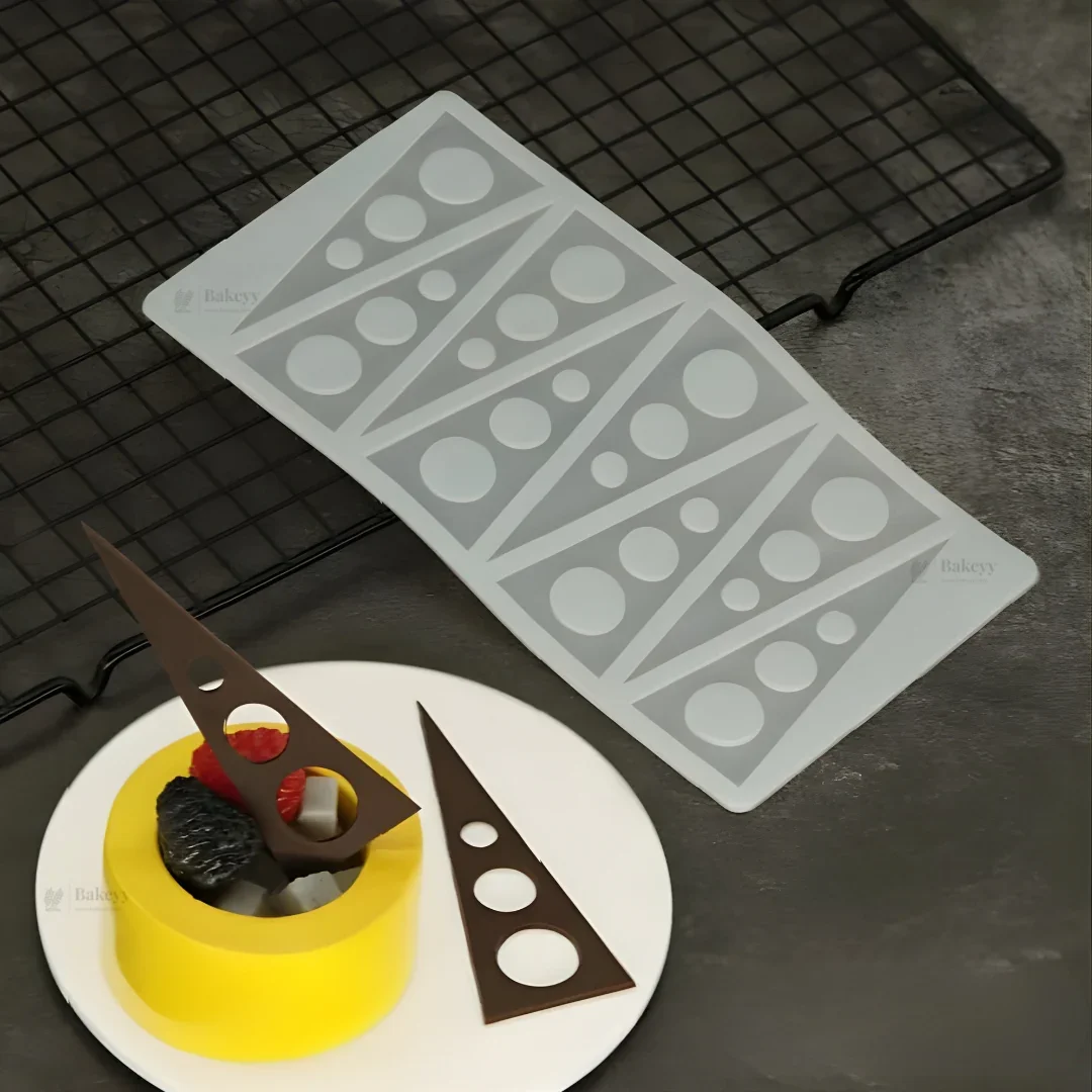8 Cavity Geometric Triangle Silicone Mould | Circular Cut Design for Chocolate & Desserts | Pack of 1 - Image 4