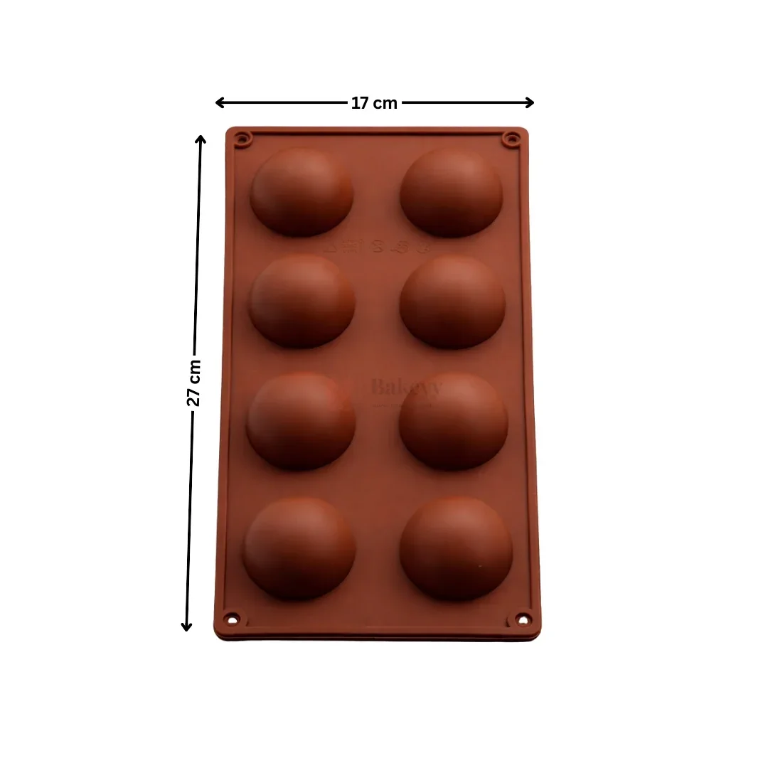 8 Cavity Half Sphere Silicone Chocolate Mould Round Dome Bonbon & Dessert Mould | Pack of 1 - Image 2
