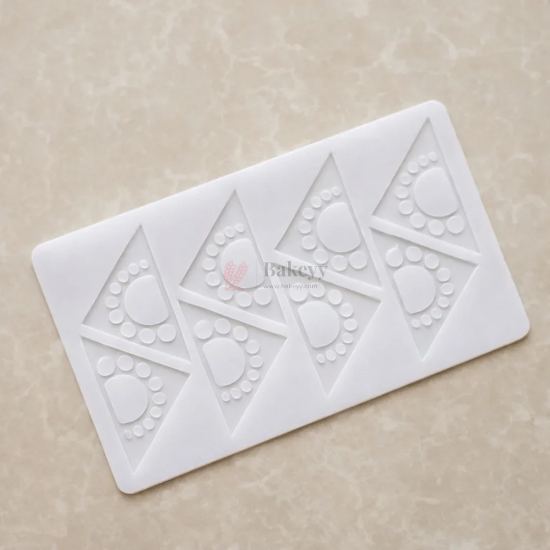 8 Cavity Triangle Pattern Polka Dot Silicone Mould for Chocolates & Cake Garnish | Triangle Design | Pack of 1