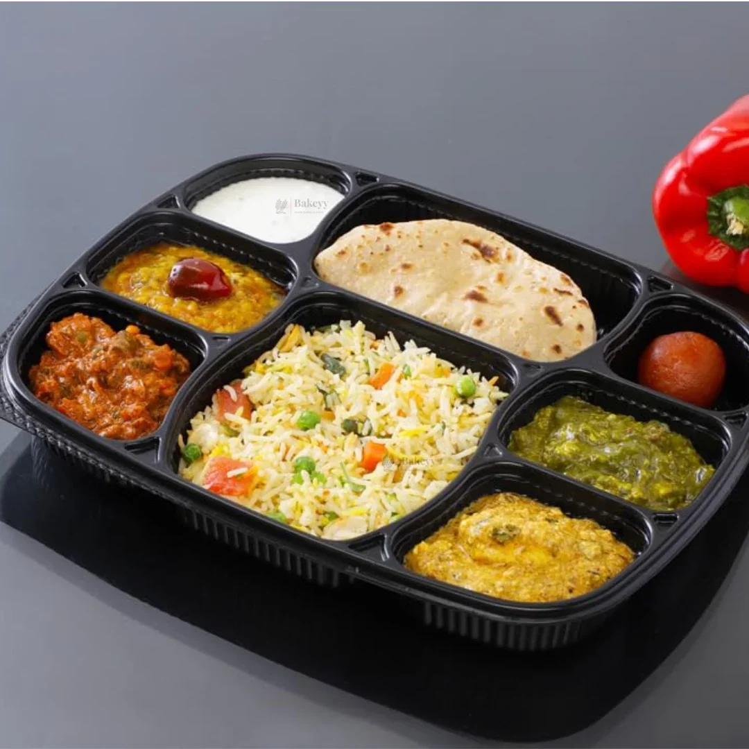 8 Compartment Plastic Meal Tray with Lid | Disposable Food Packaging Container for Takeaway Meals, Catering & Meal Prep | Pack of 25 - Image 5