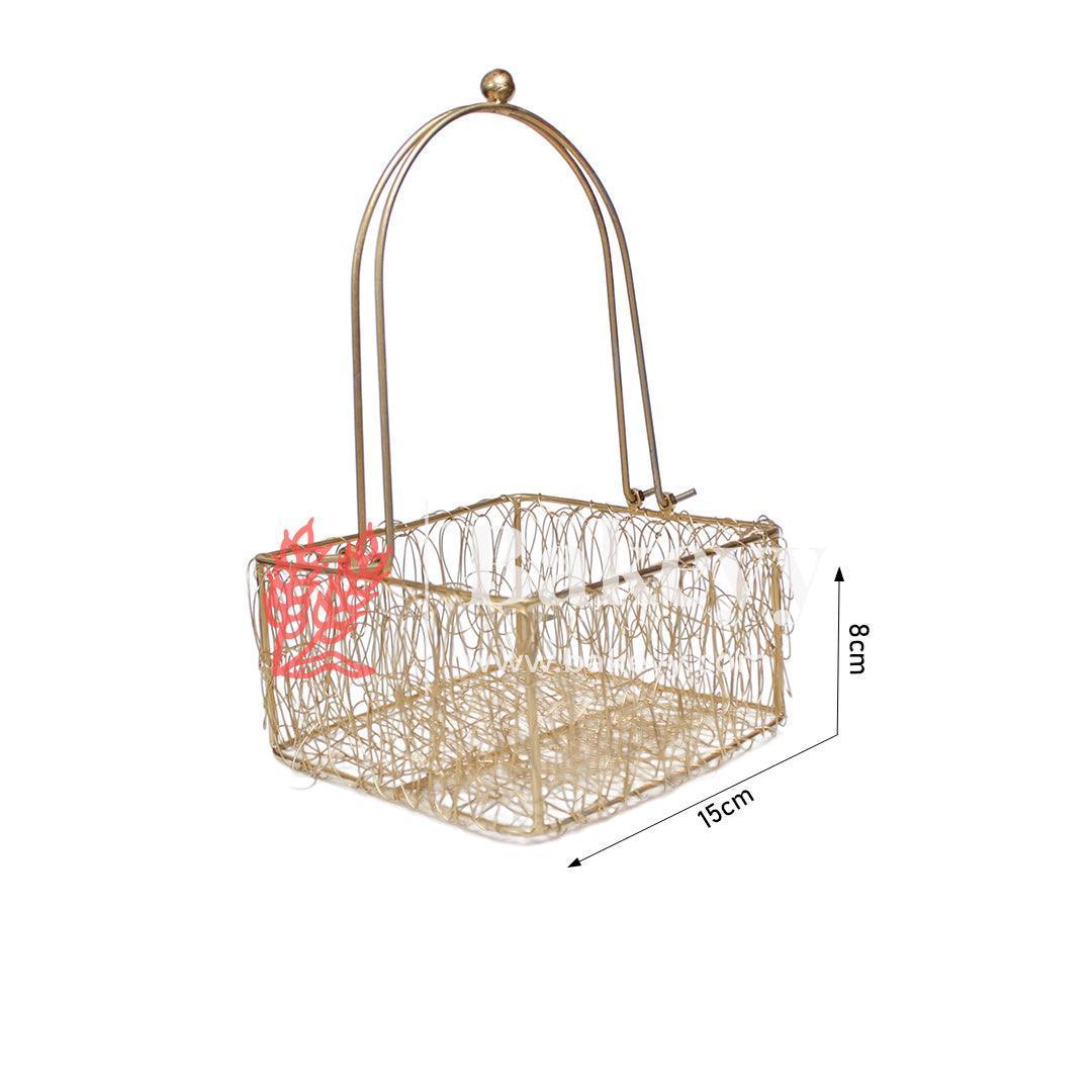 Without Handle || Decorative Gold Metal Hamper Basket For Gifting Square - Image 2