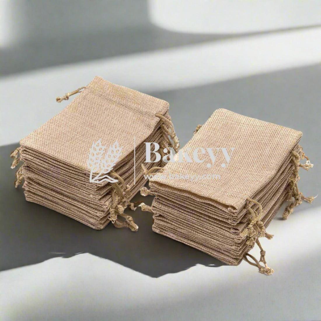 Jute Potli Bags Natural Colour Drawstring Gift Bags for Return Gifts - Pack of 50 - Image 5