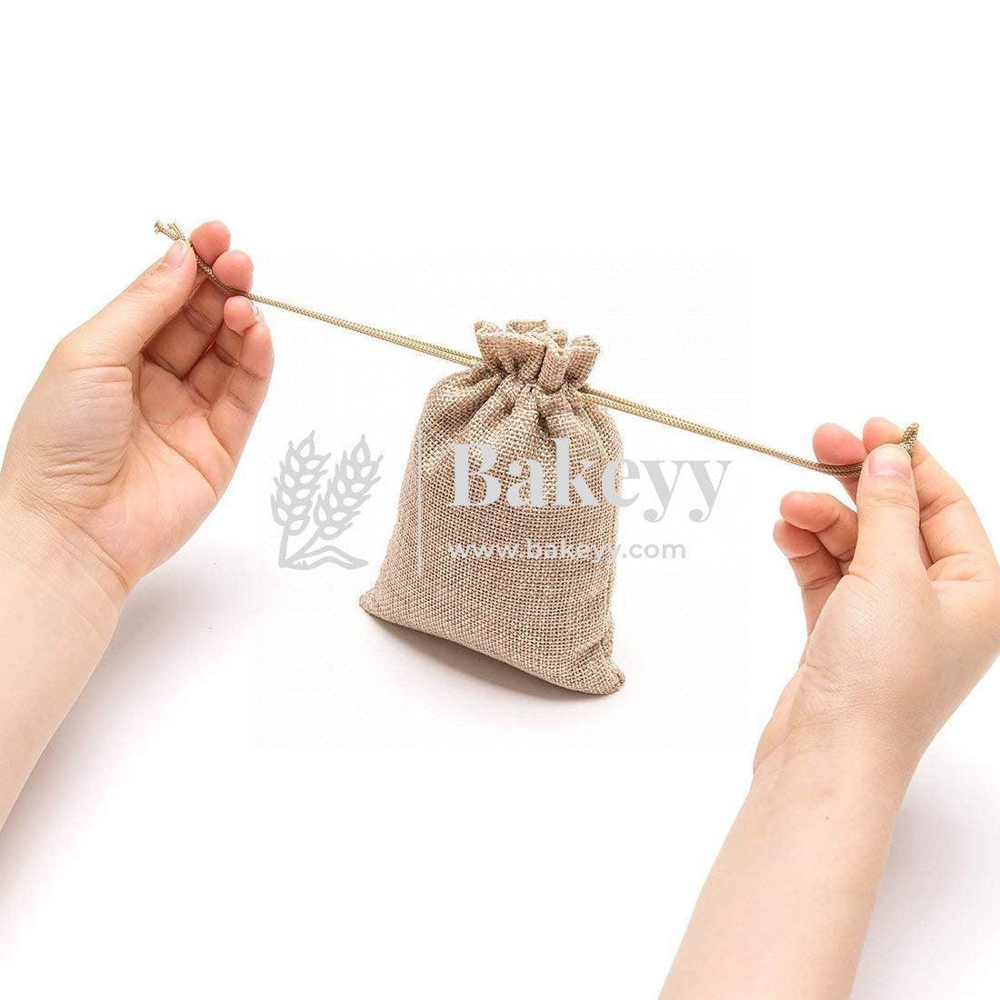 Jute Potli Bags Natural Colour Drawstring Gift Bags for Return Gifts - Pack of 50 - Image 6