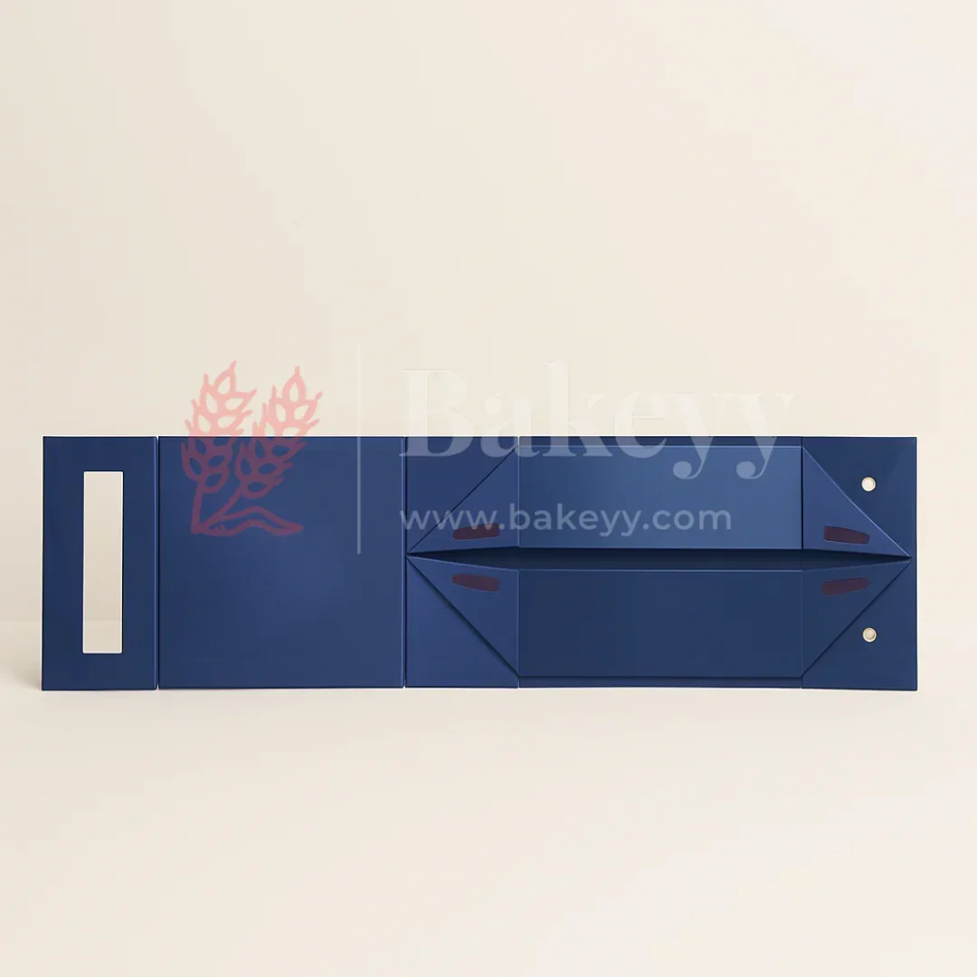 8x8x4 Inch | Royal Blue Persian Design Hamper Box with Leather Handle | Pack of 1 - Image 7