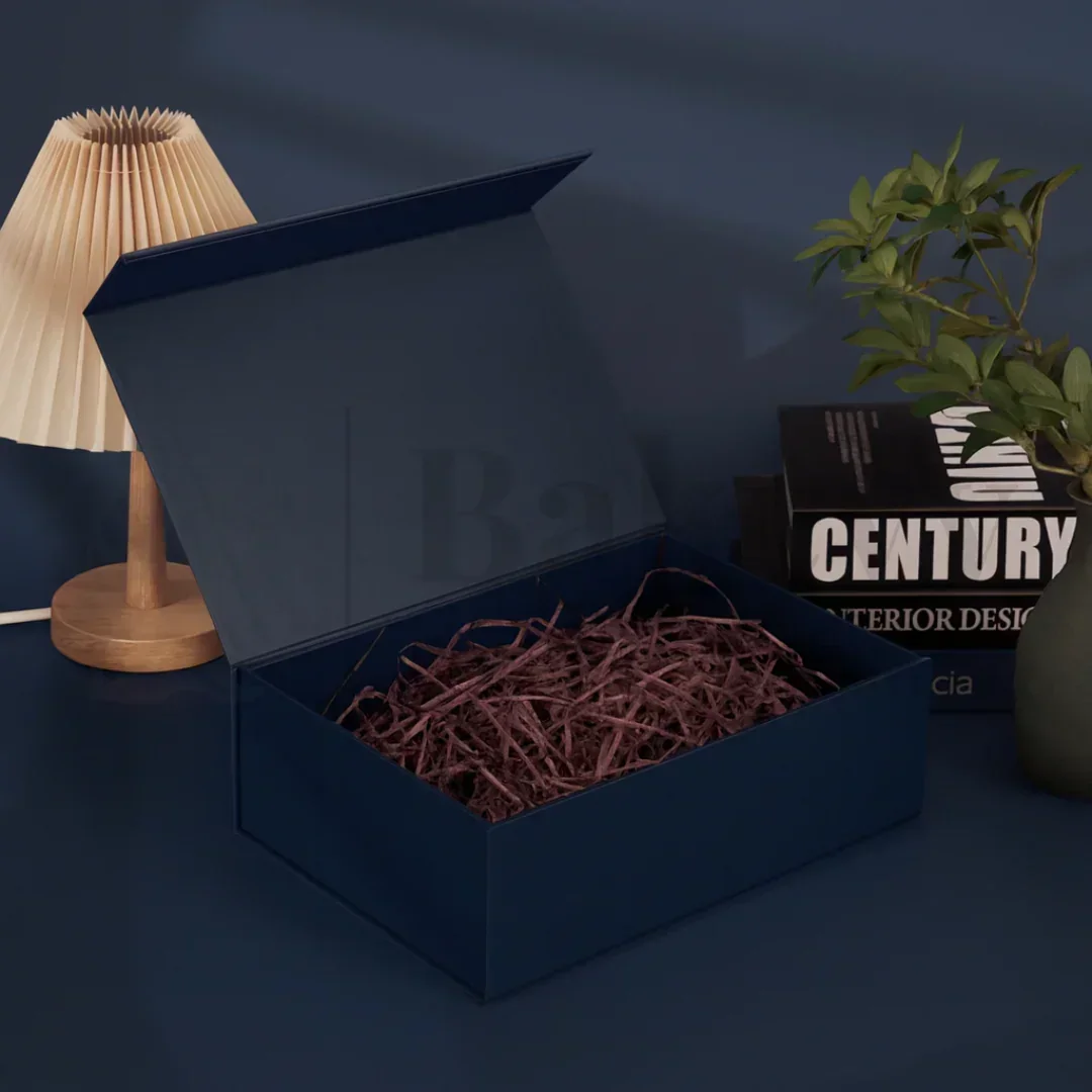 Premium Navy Blue Colour Collapsible Magnetic Lid Gift Box - Pack of 1 - Image 7