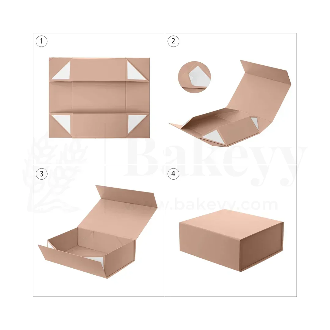 Premium Peach Colour Collapsible Magnetic Lid Gift Box - Pack of 1 - Image 7