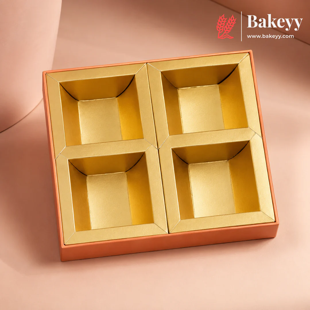4 Cavity | Rigid Dry Fruit Box | Elegant Festive Hamper Box with Window Lid | Elegant Floral Design | Pack Of 1 - Image 7