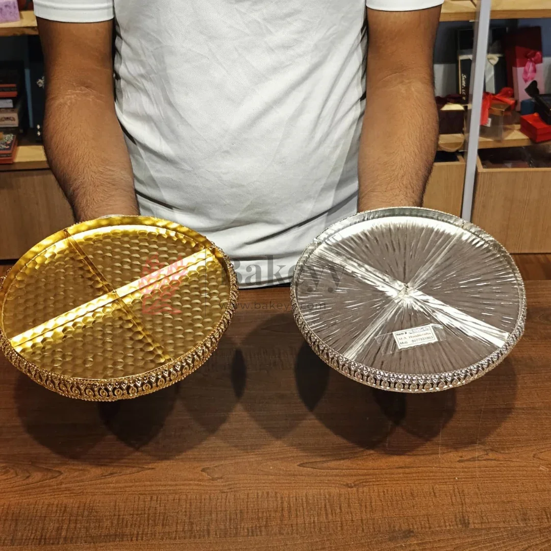 9.4 inch | Luxurious Gold & Silver 4-Partition Serving Tray | Pack of 1 - Image 2