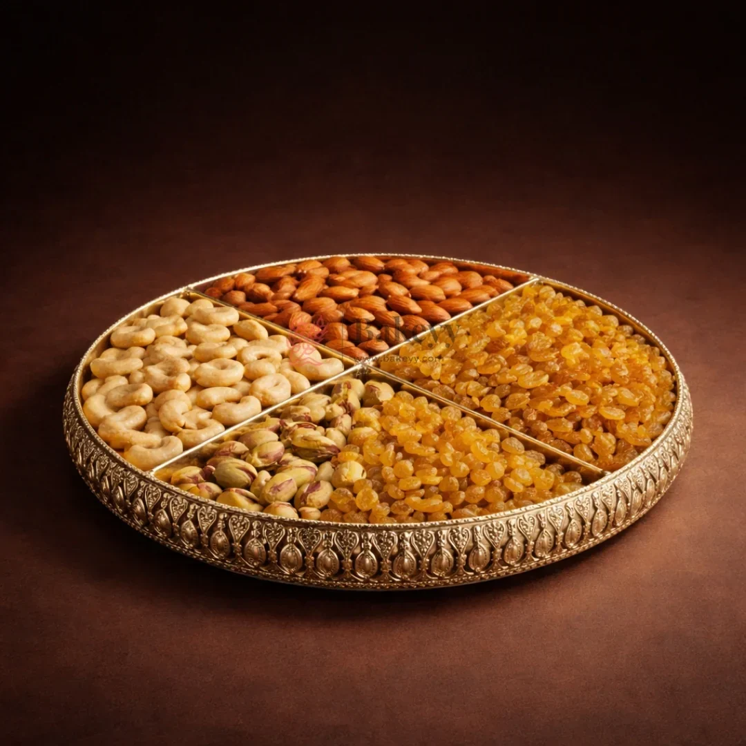 9.4 inch | Luxurious Gold & Silver 4-Partition Serving Tray | Pack of 1 - Image 6