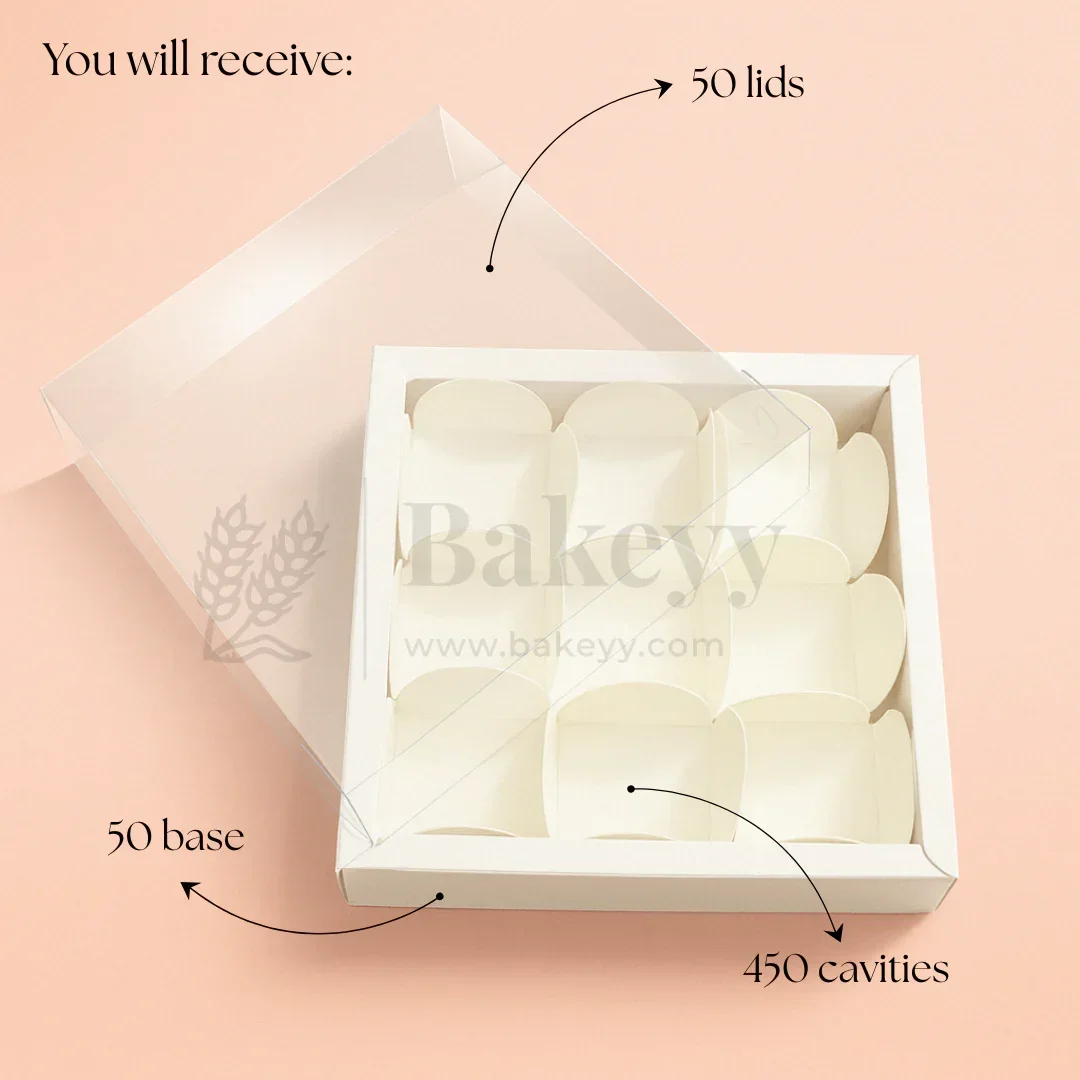 9 Cavity Chocolate Box | White Colour Cavity Box | Pack of 50 - Image 5