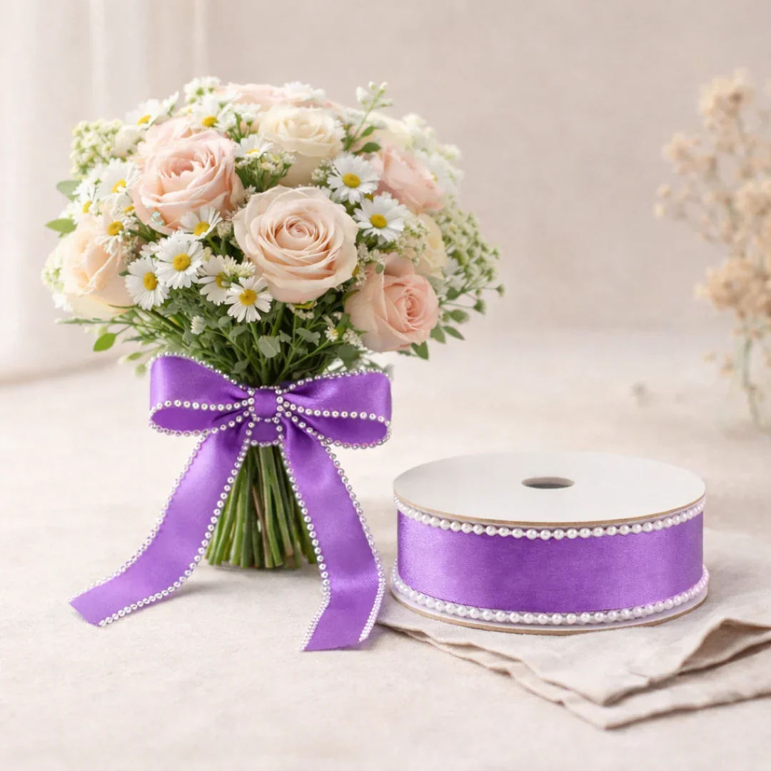 9mtr Net Ribbon with Double Pearl Edge Ribbon Roll | Decorative Gift Wrapping Ribbon | Pack of 1 - Image 4