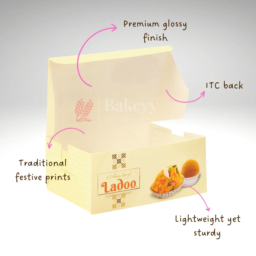 9x9x4 cm | 4 Ladoo sweet box | ITC Back | Pack of 100 - Image 5