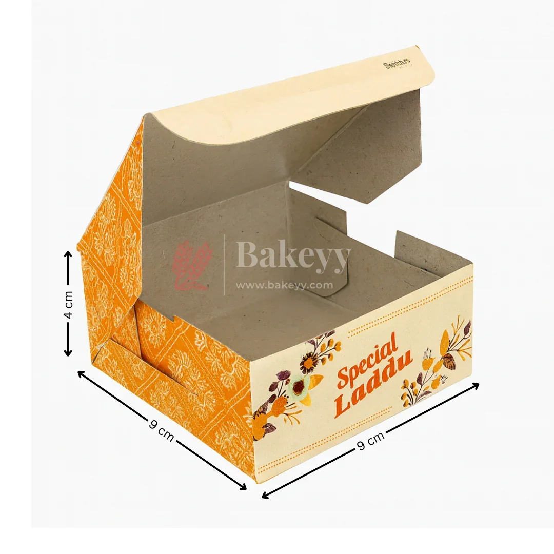 9x9x4 cm | 4 Ladoo sweet box | Premium grey back | Pack of 100 - Image 2
