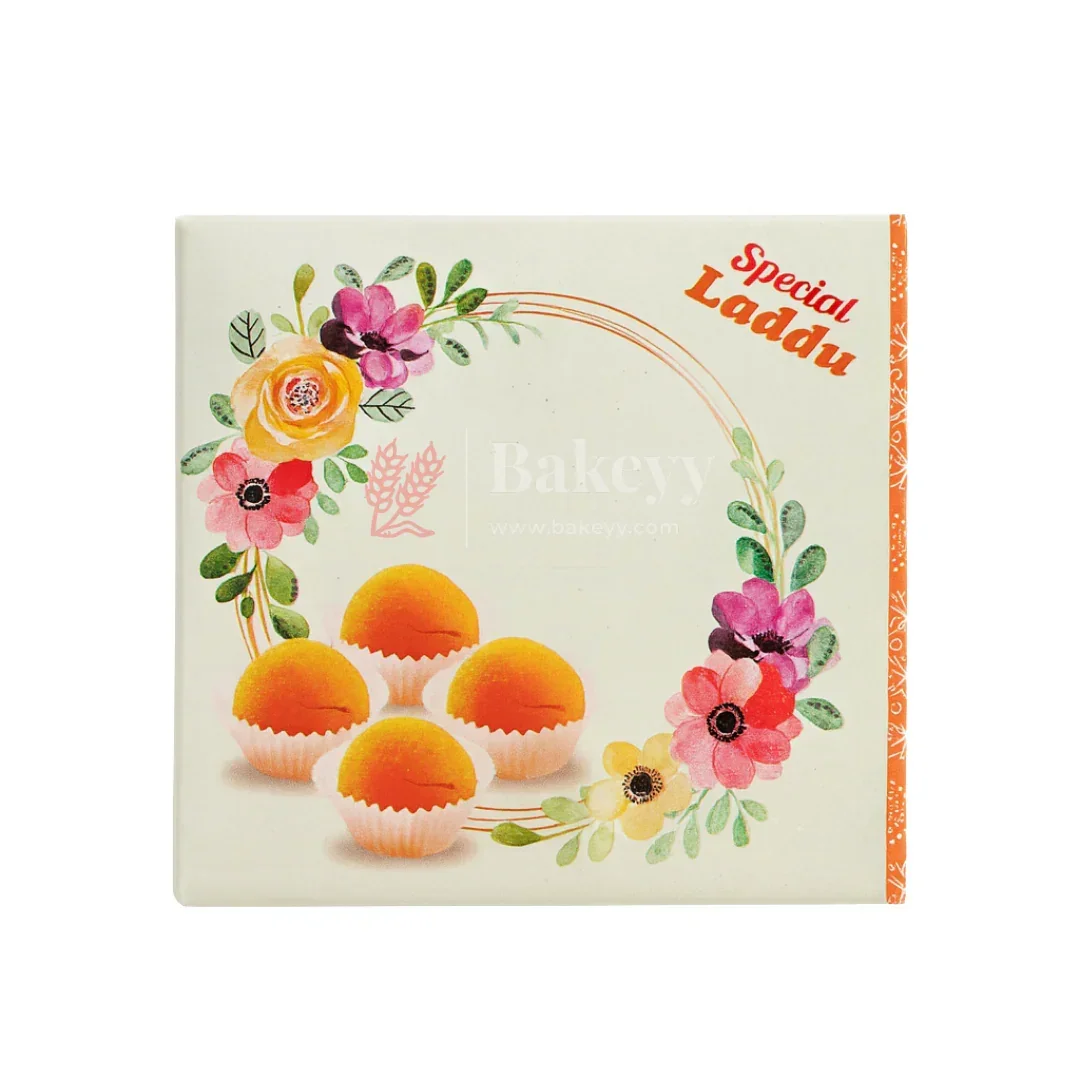 9x9x4 cm | 4 Ladoo sweet box | Premium grey back | Pack of 100 - Image 3